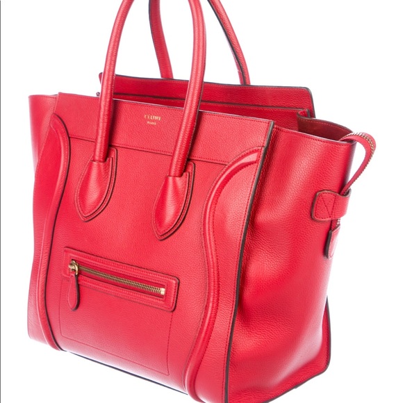 (SOLD) Red Celine Mini Luggage Tote - Picture 3 of 10